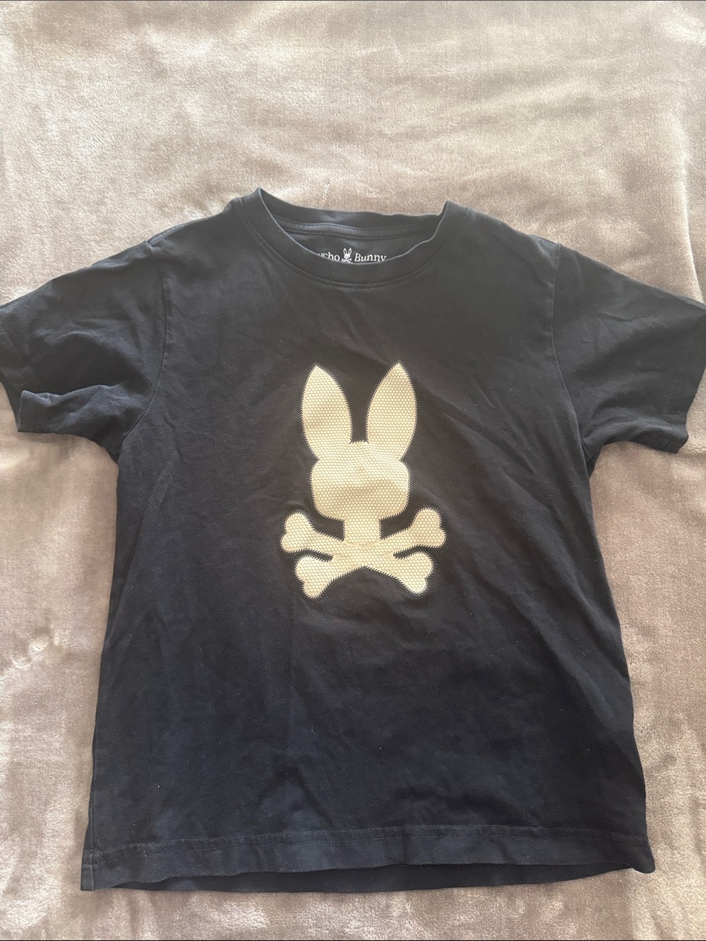 Boys Psycho Bunny Black Tee with Cream Bunny